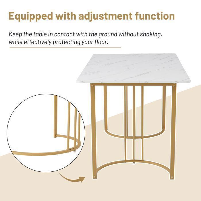 Juego de mesa de comedor de 140x80 cm con 4 sillas - Conjunto moderno de mesa y sillas para cocina/sala de estar - Sillas de terciopelo beige