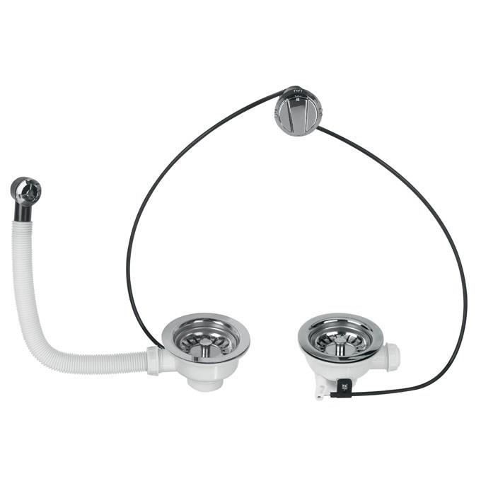 Bonde à panier pour évier 2 bacs - Wirquin 30718724 - Blanc - Diamètre 90 mm - ABS - A grille