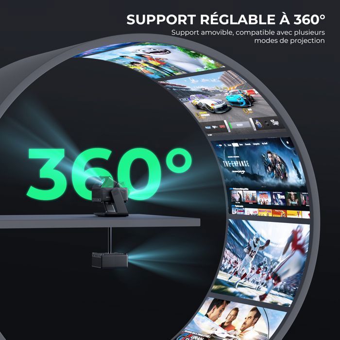 Proyector portátil WiFi 4K Konsoefuly, proyector Netflix 1080P, rotación de 360°, compatible con HDMI/USB/TV Stick/PS5/iOS/Android