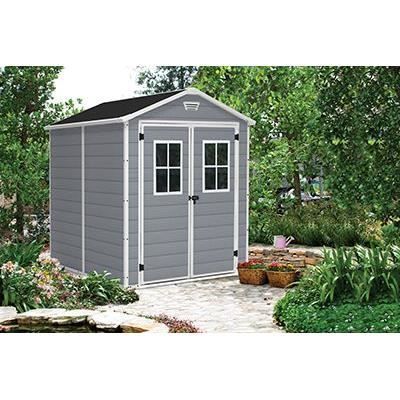 Caseta de jardín KETER Premium 86 gris de 4,4 m² con suelo.