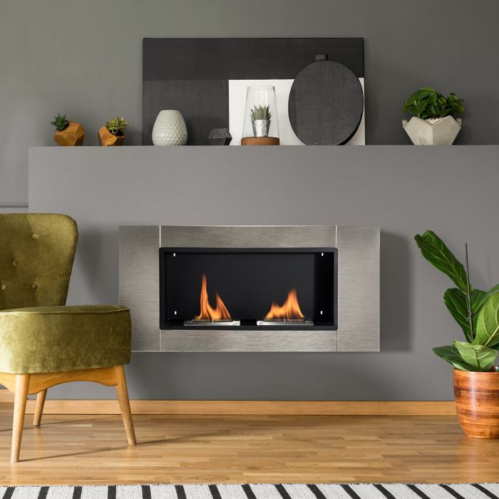 HOMCOM - Chimenea - Metal - 110x14,5x54cm - Gris