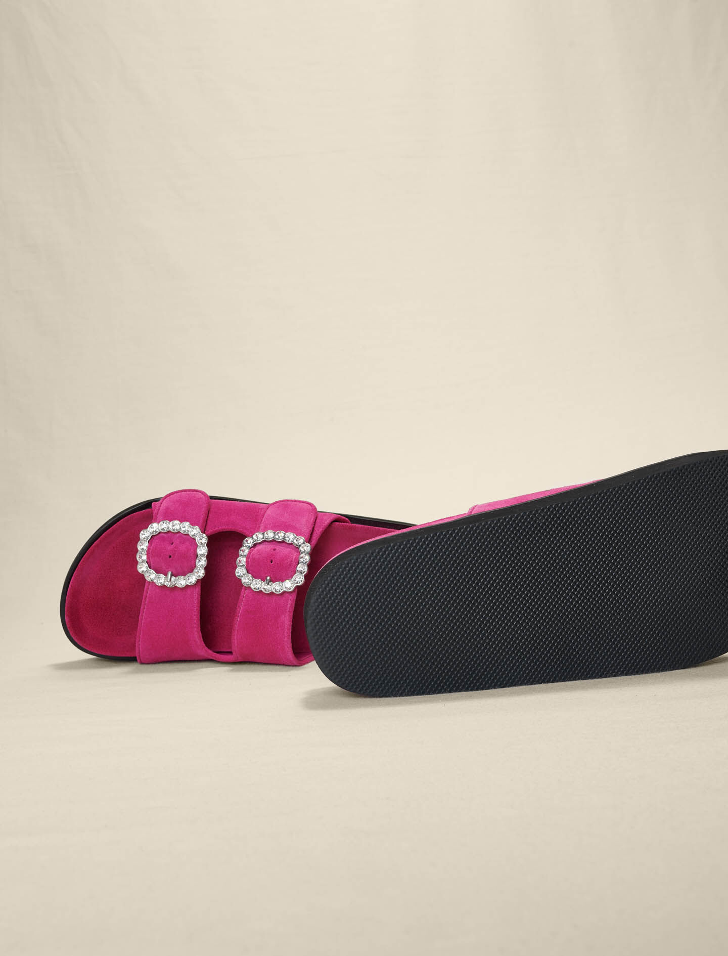 Platformsandalen met strasssteentjes - Roze fuchsia