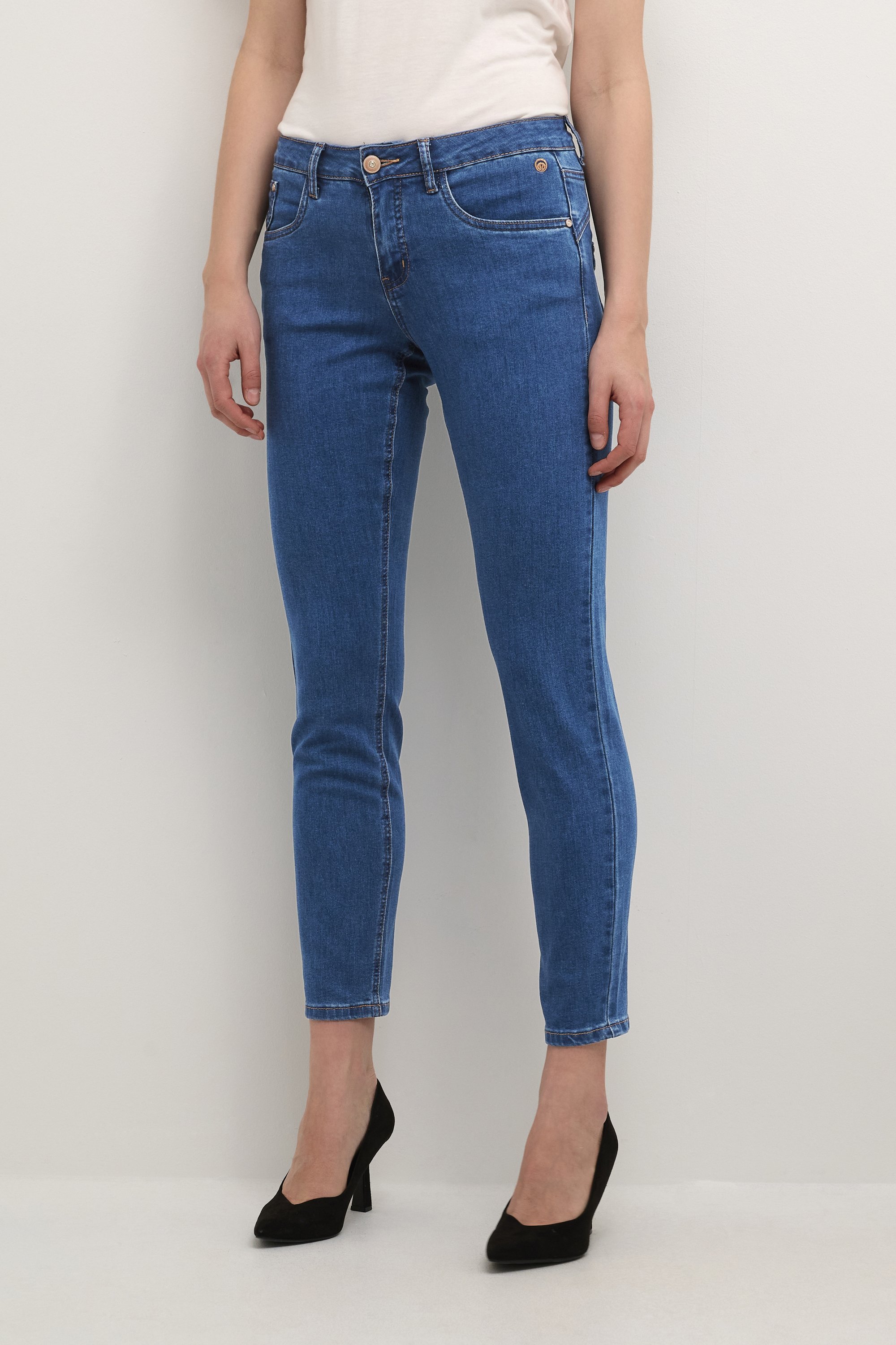 Crème CRLONE COCO - Slim fit jeans - indigoblauwe denim