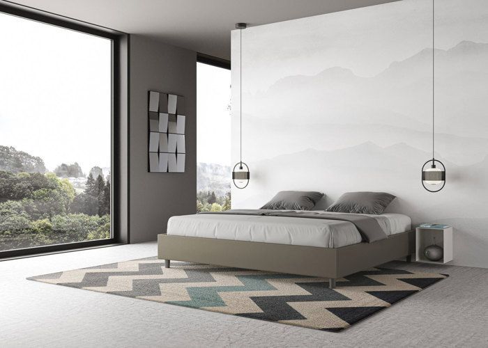 Cadre de lit king size - Ityhome - Azelia - Similicuir cappuccino - 200x210 cm - Design contemporain