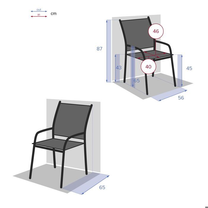 Silla de jardín apilable PIAZZA, aluminio, epoxi, acabado de arcilla - Hespéride