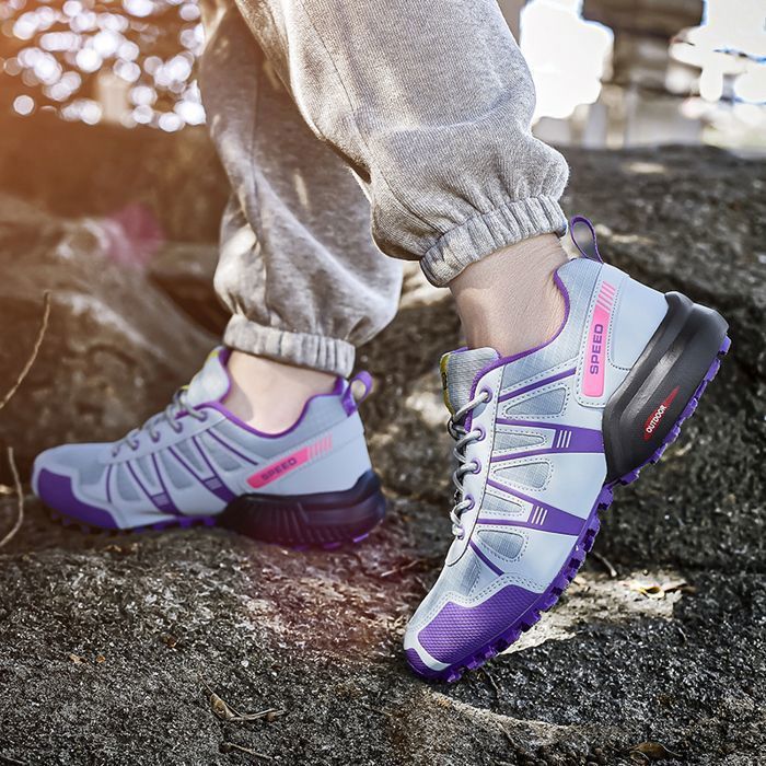 Damen-Wanderschuhe - HENRVIEG - Wasserdicht, atmungsaktiv und bequem - Grau/Lila