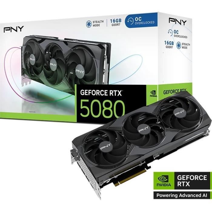 Grafikkort - PNY - GeForce RTX 5080 - 16 GB - Overclocket - PCIe 5.0 (VCG508016TFXPB1-O)