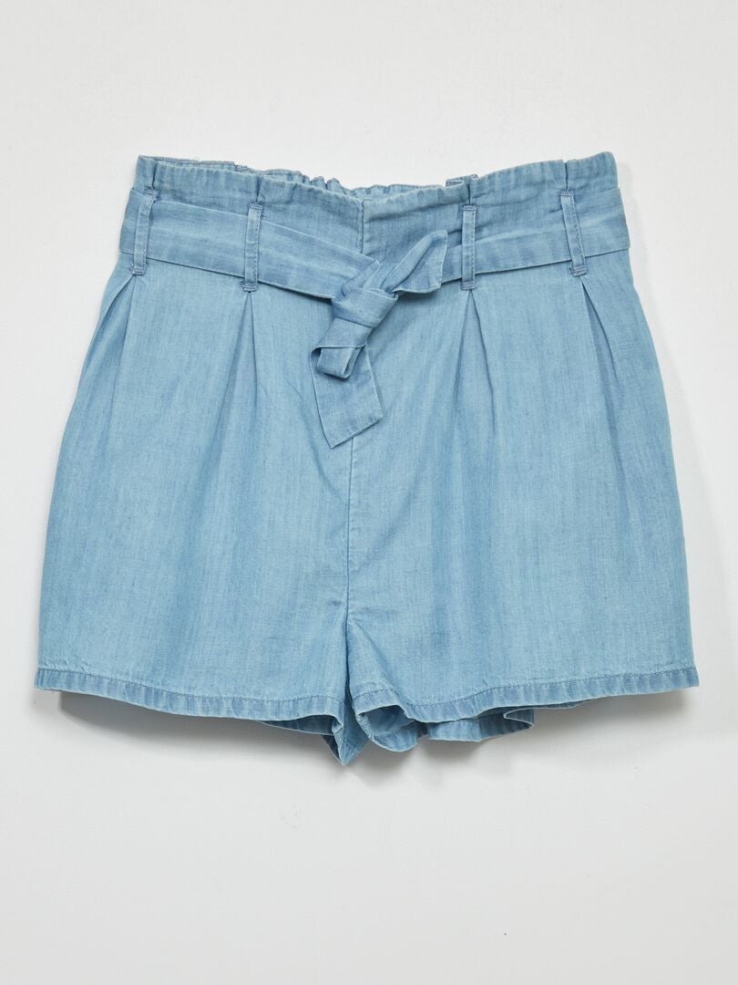 Korte broek in paperbag-stijl - blauw