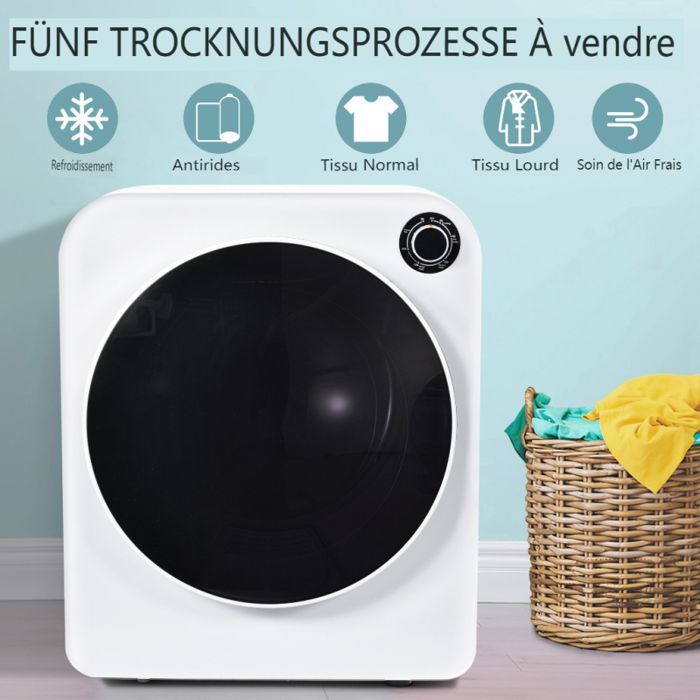 Secadora de roupa portátil - LANGTU - Modelo compacto - 3 kg - Montagem na parede - Bomba de calor
