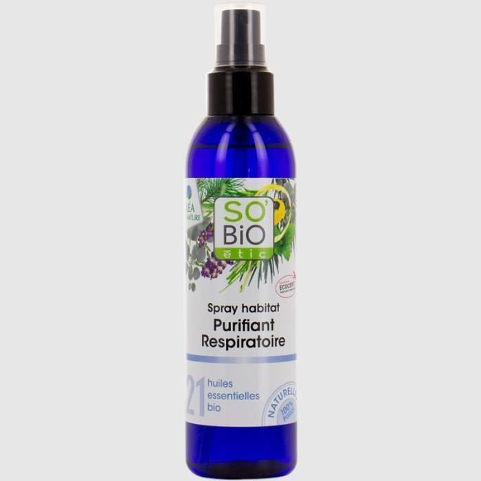 So'Bio Étic Arôma Spray Habitat Purifiant Respiratoire aux 21 Huiles Essentielles Bio 200ml