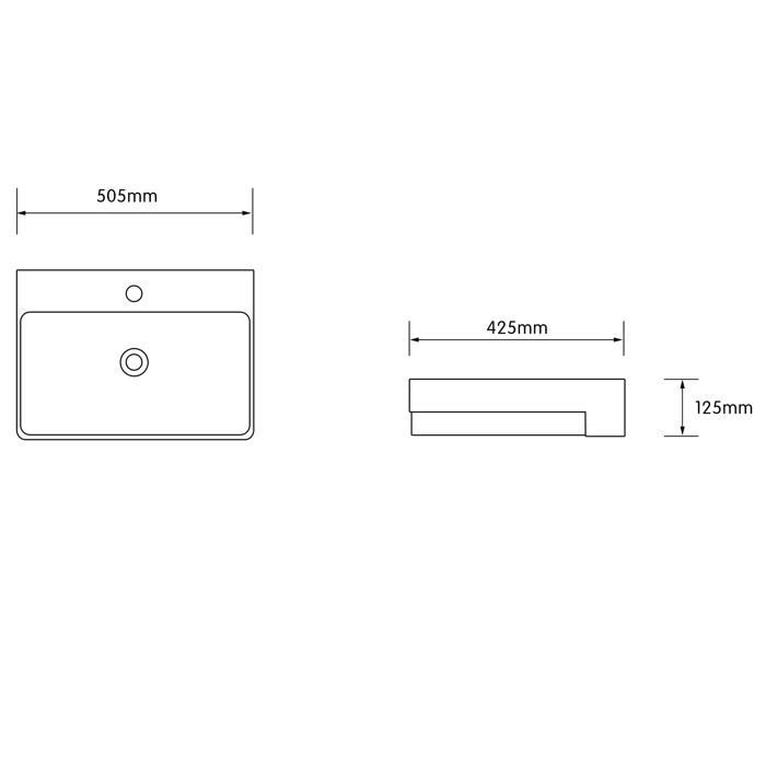 Lavabo rectangular de cerámica blanco para baño doporro Brüssel702 50,5x42,5x12,5cm