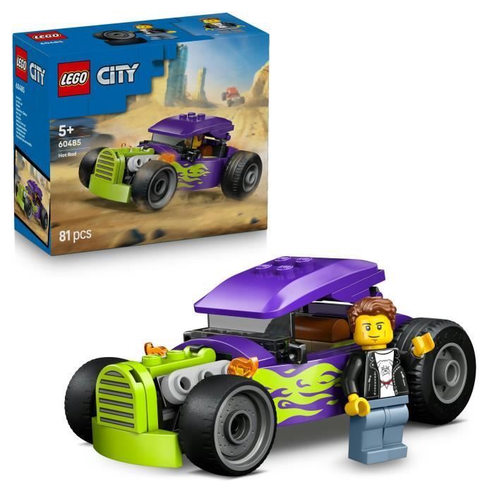 LEGO City 60485 Le Hot Rod - Jouet Voiture de Course - Motricité Fine - Cadeau dès 5 ans