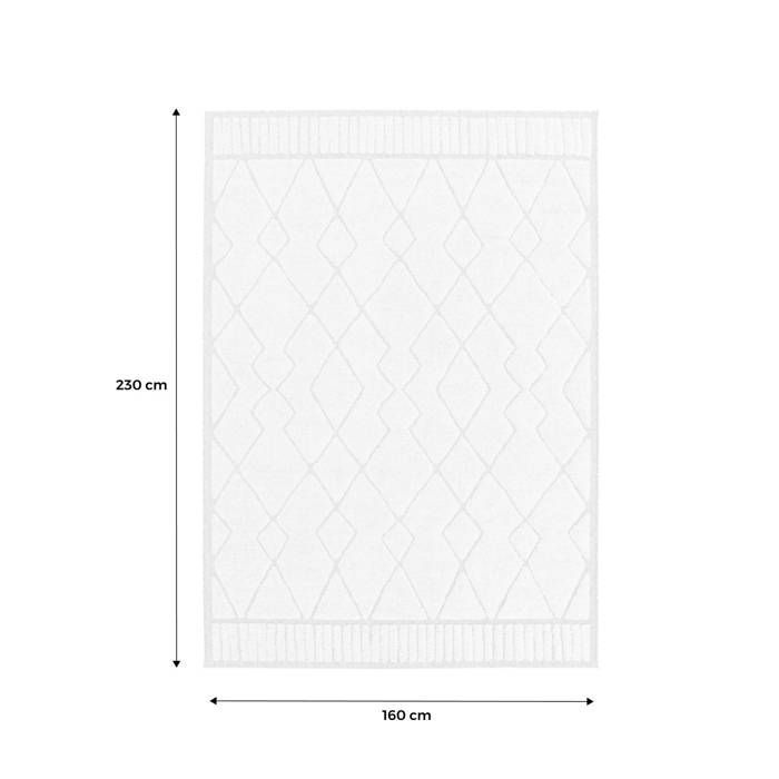 Tapis intérieur motif ethnique berbère 160x230cm poils ras. beige et crème