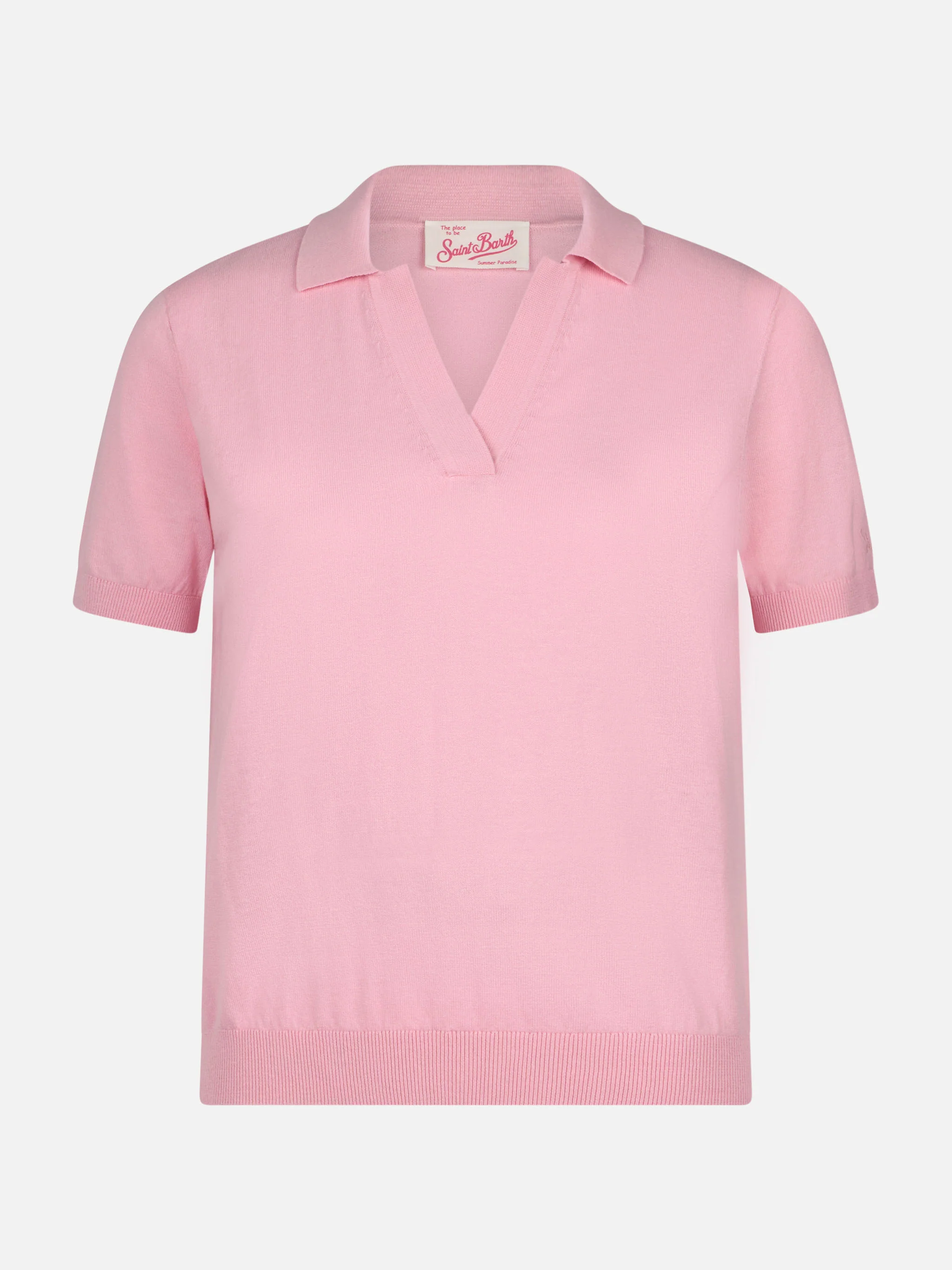 Polo Evonne in maglia di cotone rosa