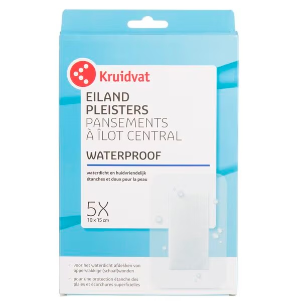 Vodoodporni otoki Kruidvat<br>Medicinski pripomoček - 10 cm x 15 cm, 5 kosov