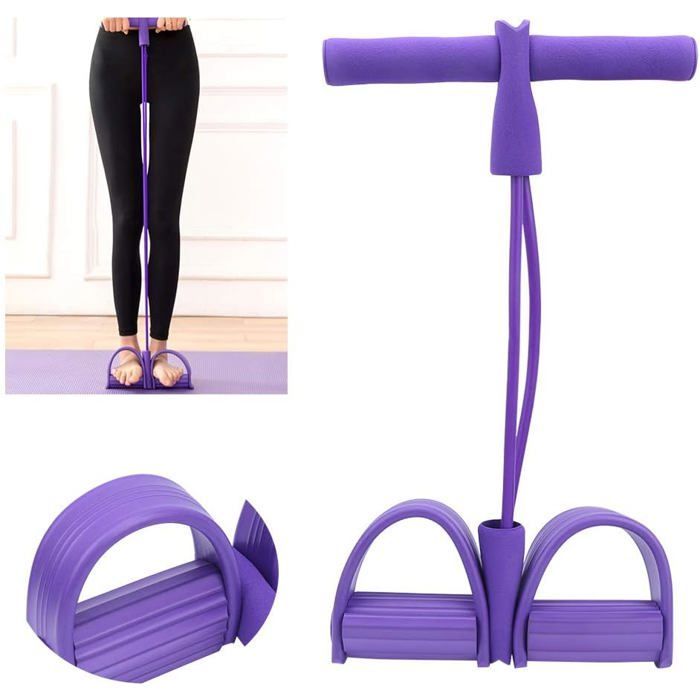 Multifunctional Exercise Machine, Adjustable Pedals, Handles, Abdominal Training, Home Fitness, Purple