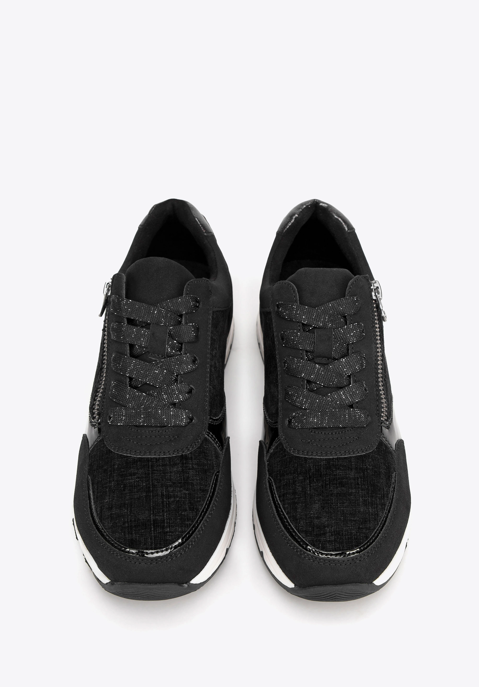 Damskie sneakersy z suwakiem na boku czarne