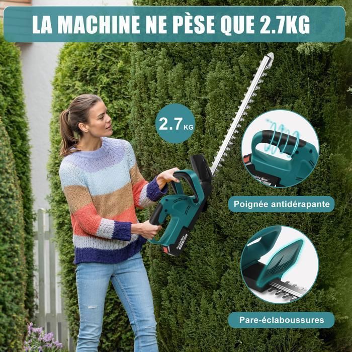 Taille-Haie sans Fil SK5 21V Moteur brushless Lame 53 cm Couleur Bleu 600W