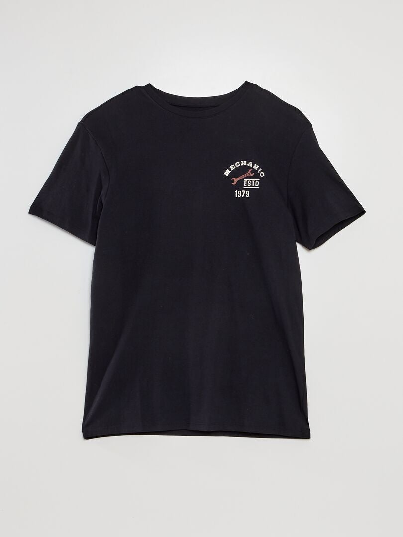 T-shirt met bedrukte achterkant - ZWART