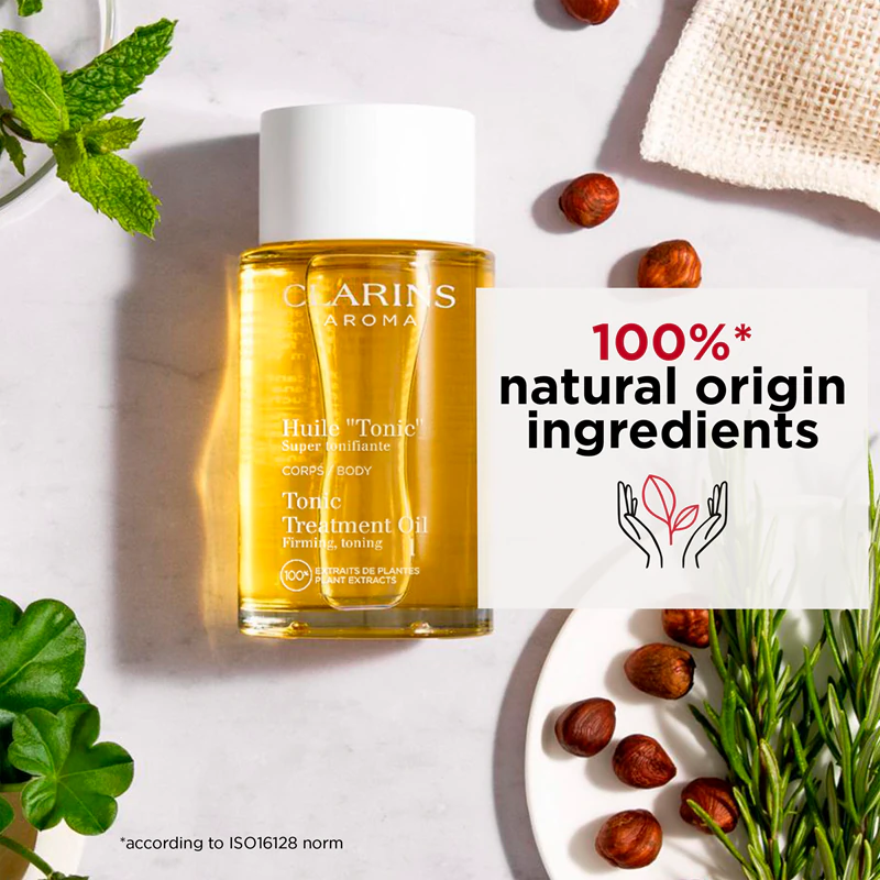 Clarins Tonic Body Treatment Oil is een lichaamsolie met een versterkend effect.