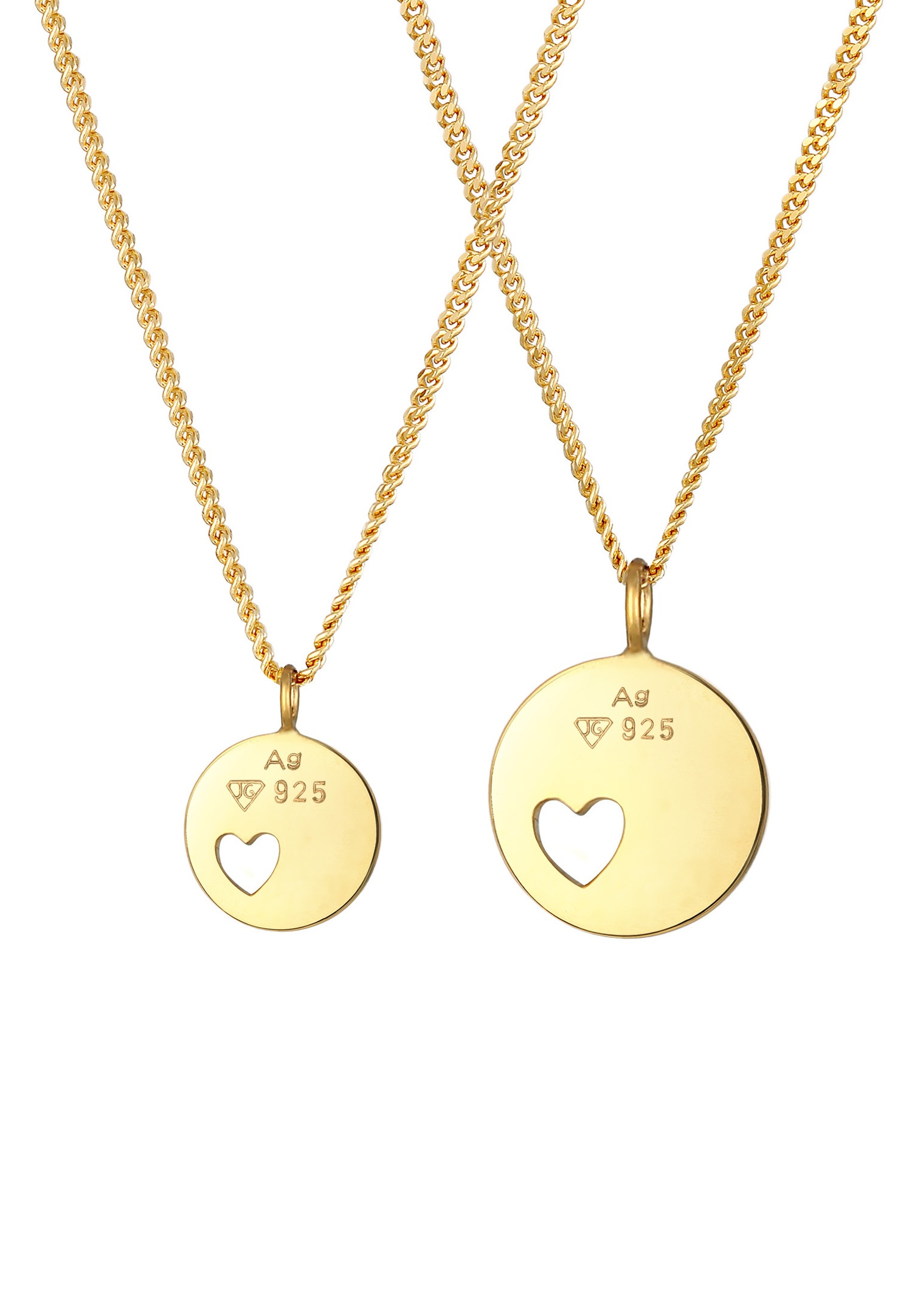 Elli Pendentif d'assiette pour dames Coeur découpé Mère Fille Amour en argent sterling 925