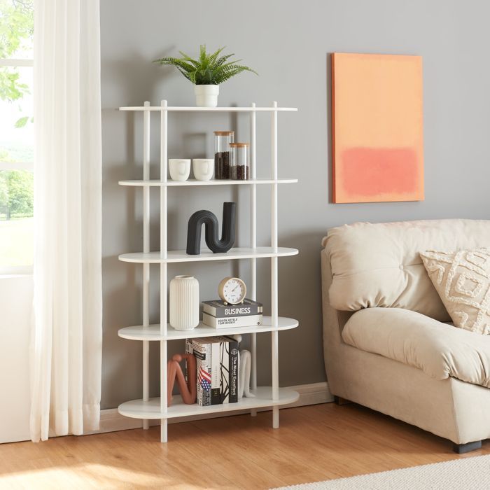Freestanding Øvre 5-tier white shelf