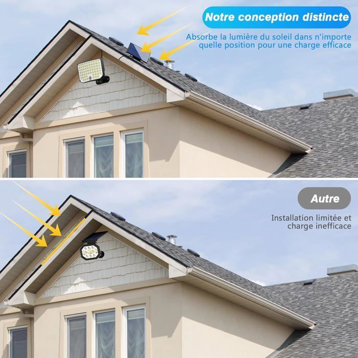 Lámpara solar para exteriores - 256 LED - Paquete de 2 - Sensor de movimiento - 3 modos de iluminación - IP65
