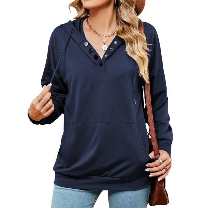 Pull Femme À Capuche Manches Longues INSFITY - Couleur Unie - Printemps/Automne - Taille EU