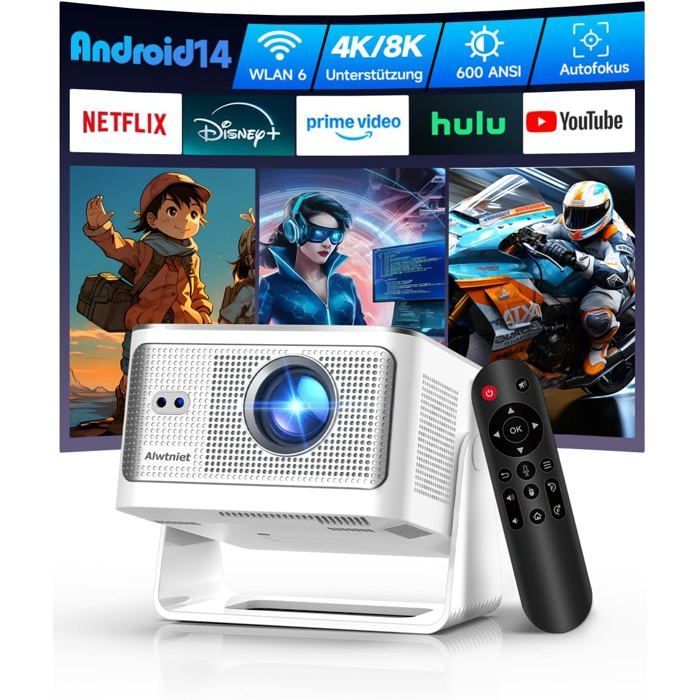 Vidoprojecteur 4K Portable - SUTEO - HY350MAX - 1080P Natif - Compatible 4K/8K - Wi-Fi 6 - Bluetooth 5.4 - Android 14