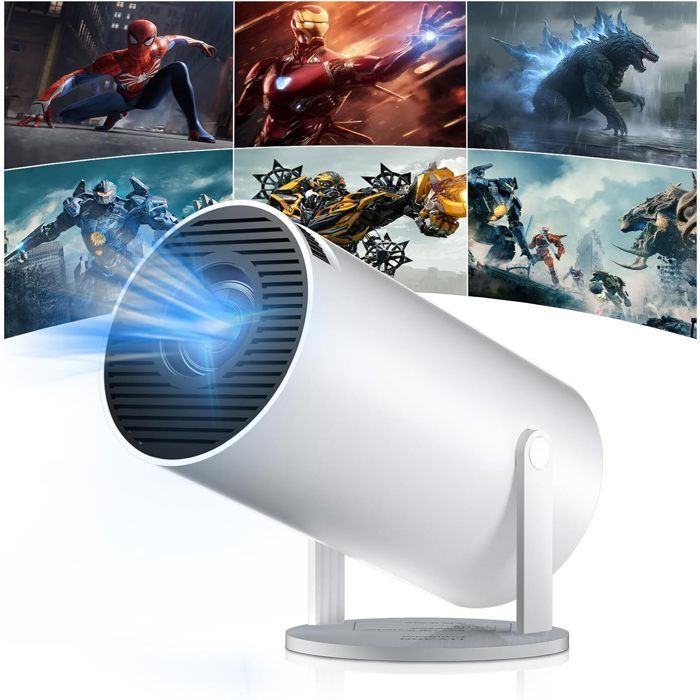 Proyector de vídeo - Miniproyector - 1280*720p, 150 ANSI, rotación de 180°, 40-130 pulgadas, WiFi 6, BT5.0, corrección trapezoidal