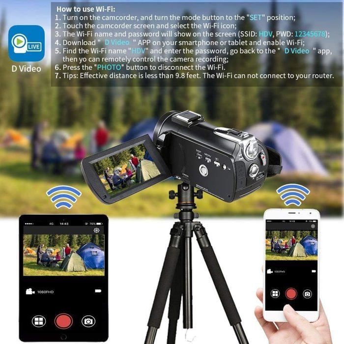 Videocamera 4K - ZIG-ZAG TERRITORIES - ORDRO - Visione notturna a infrarossi - Touchscreen da 3,1