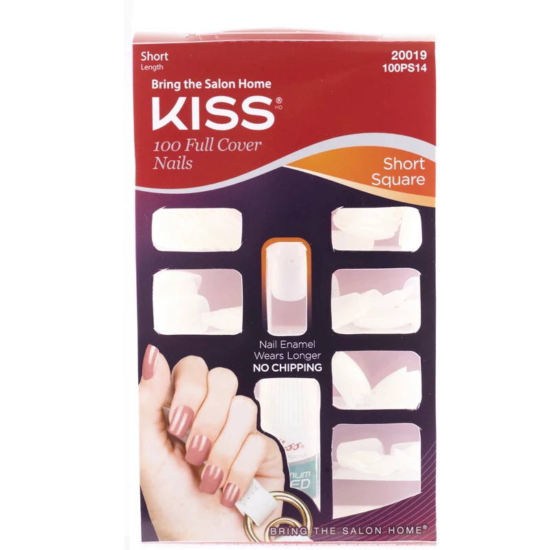 100 Τεχνητά Νύχια Πλήρους Κάλυψης Active Square - Kiss