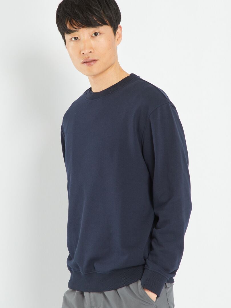 Effen fleece sweatshirt - BLAUW