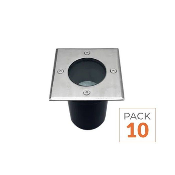 Foco LED cuadrado empotrable para exteriores con bombilla GU10 (paquete de 10) - SILAMP