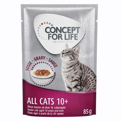 Concept voor het leven van alle katten van 10 jaar en ouder – in jus