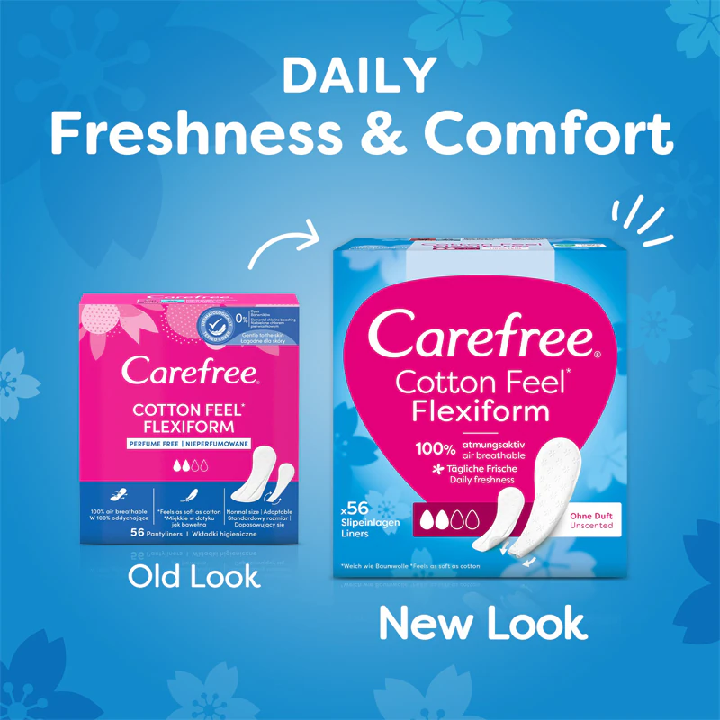 Protetores diários Carefree Cotton Flexiform sem fragrância