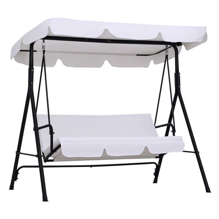 Columpio de jardín metálico Outsunny, 172x110x152cm, blanco.