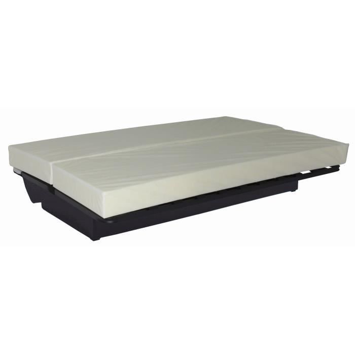 Sofá cama de 3 plazas con sistema clic-clac - Tapizado en tela gris antracita - 190 cm de ancho x 92 cm de profundidad - DREAM - Estilo contemporáneo