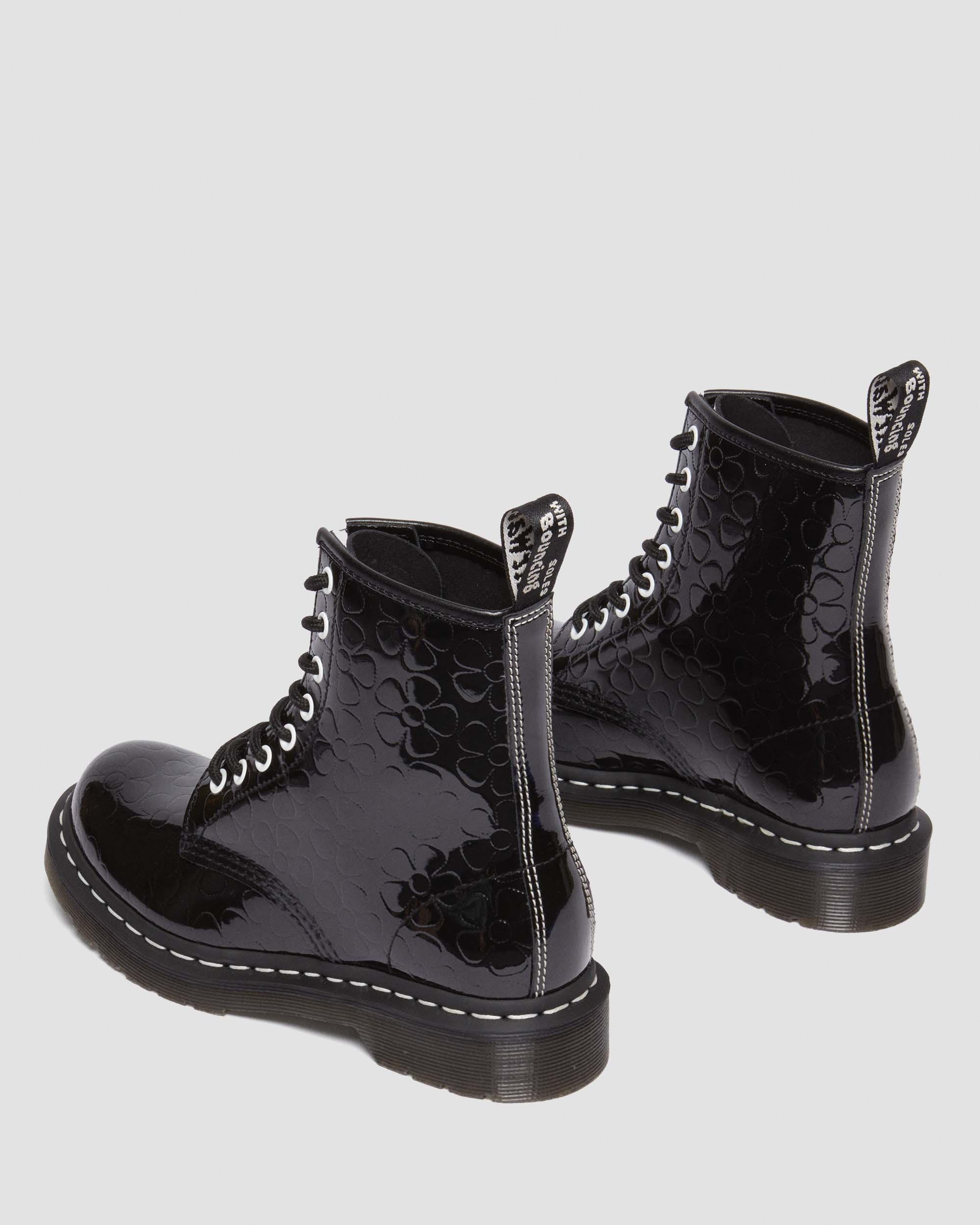 1460 Women's Flower Emboss Patent Leather Lace Up Boots