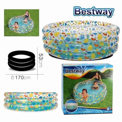 Piscine gonflable transparente, diamètre 170 cm, hauteur 53 cm
