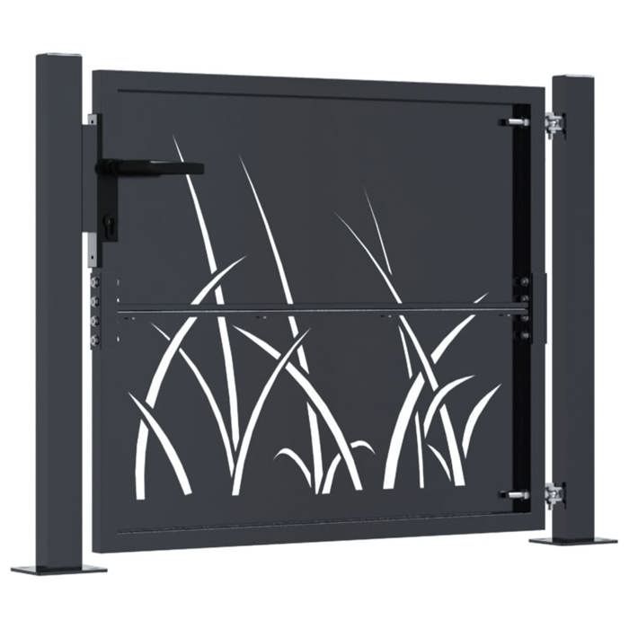 (SOLDE d'été) Portail de jardin/Porte d'Extérieure - JMS - anthracite 105x80 cm acier ,conception d'herbe clôture7420