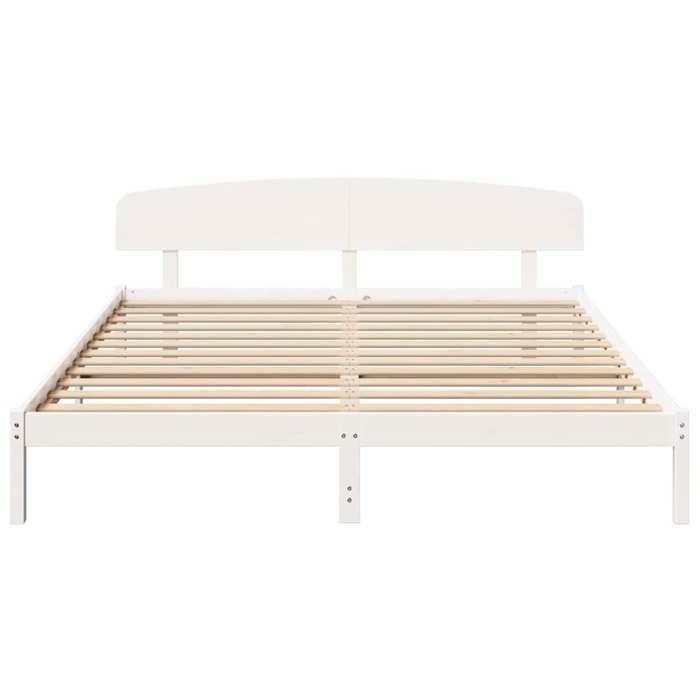 Cama doble CHIC para adultos - Estructura de cama de 200 x 200 cm, color blanco, madera maciza de pino #Sara48834