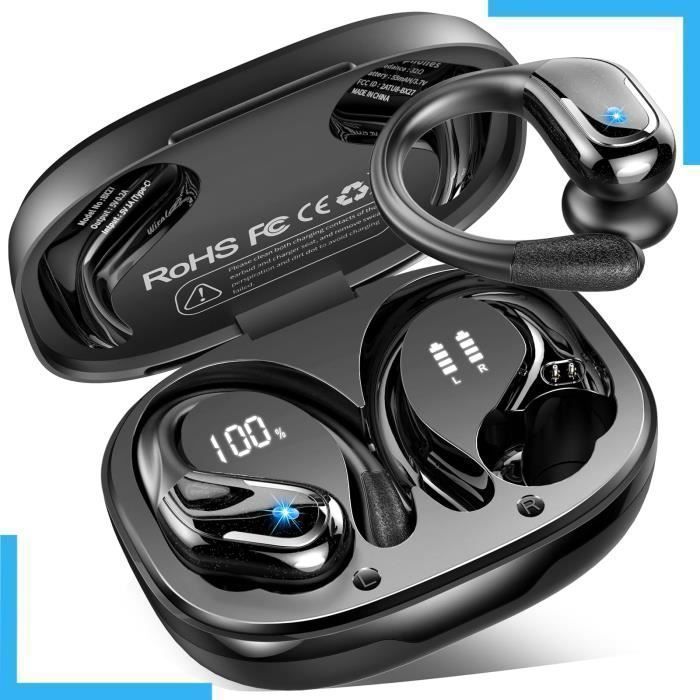 Ecouteur Bluetooth Sport- IPX7 Étanche - 75H Autonomie - Bluetooth 5.4 ANC - Son HD & Charge Rapide