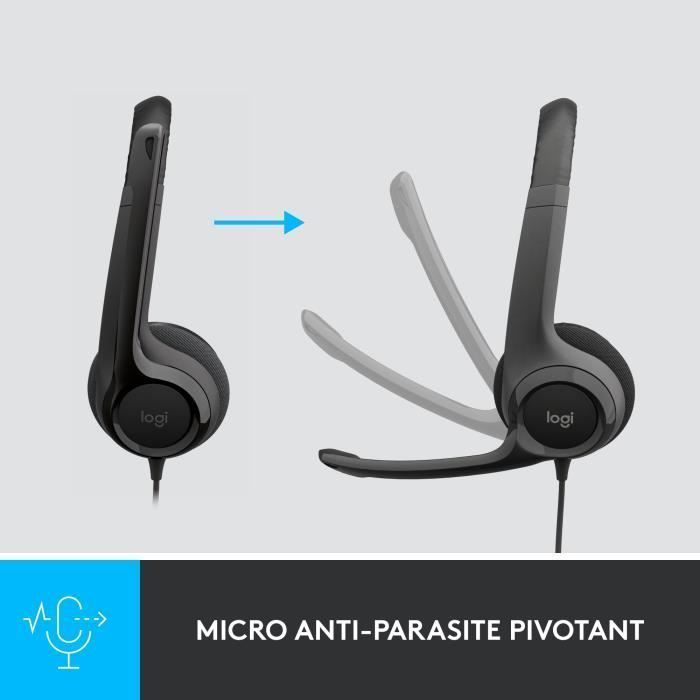 Auriculares con cable Logitech H390, USB, con cancelación de ruido, color negro.