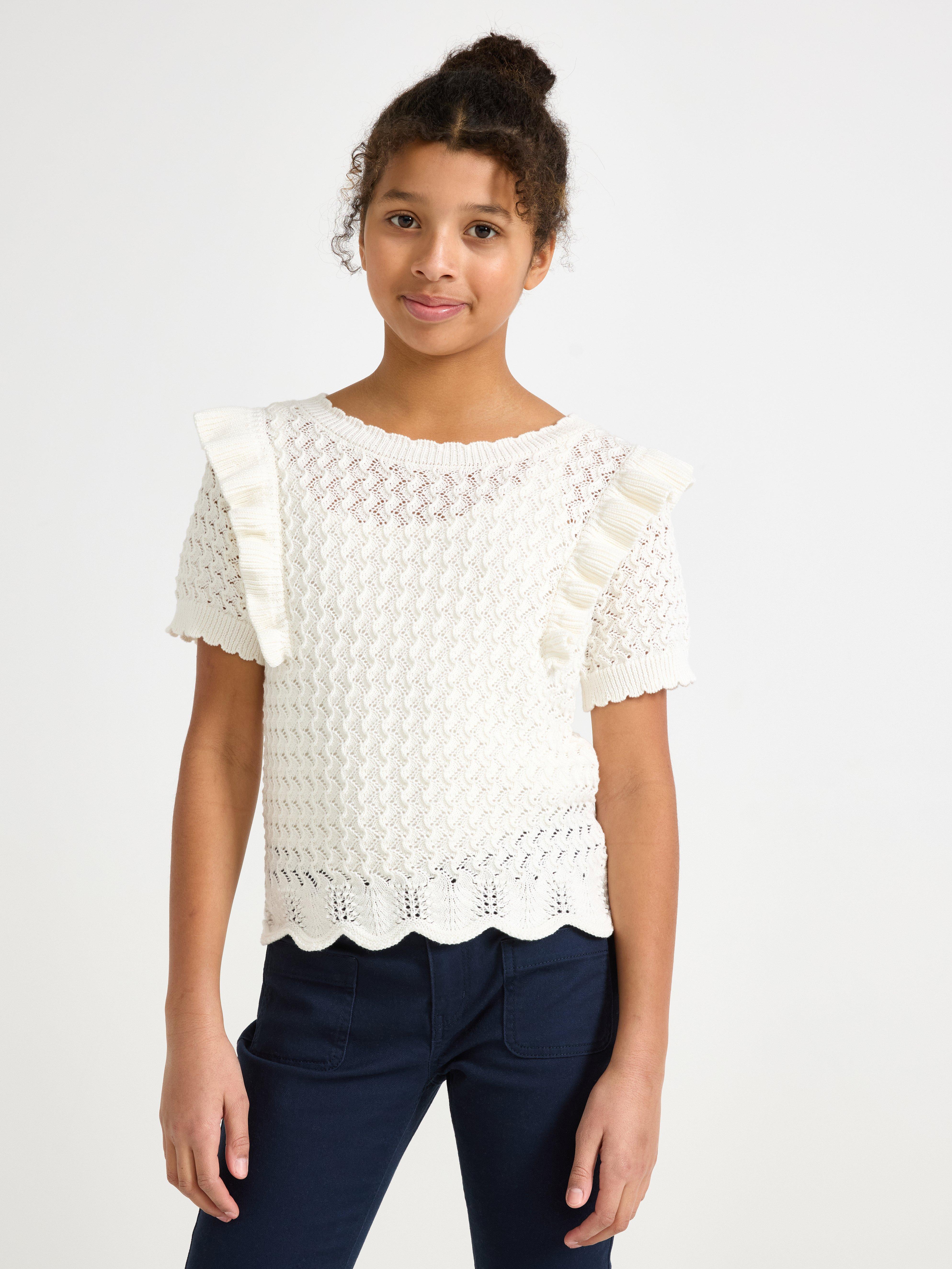 Top tricotat cu model Off White