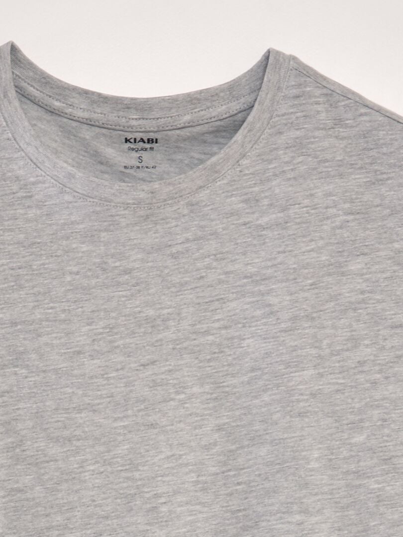 Camiseta lisa de malha, corte reto - cinza claro