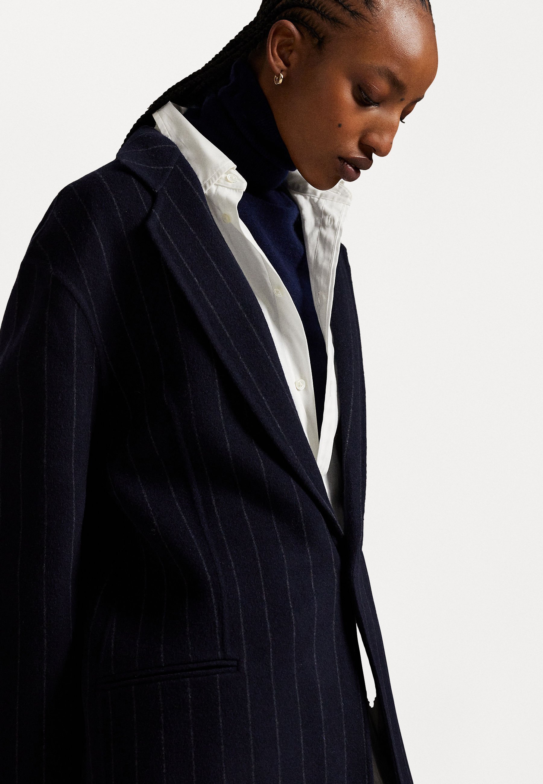 Polo Ralph Lauren PINSTRIPE DUBBELZIJDIGE WOLLEN OVERJAS - Klassieke jas - marineblauw