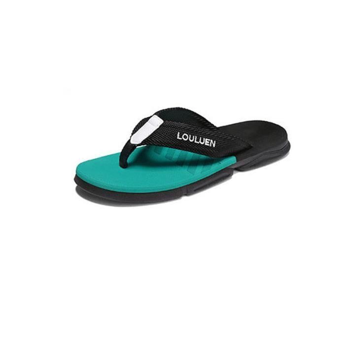 Tongs Homme - Chaussures de Plage Plates légères pour Piscine Calanque Mer Eté - Vert