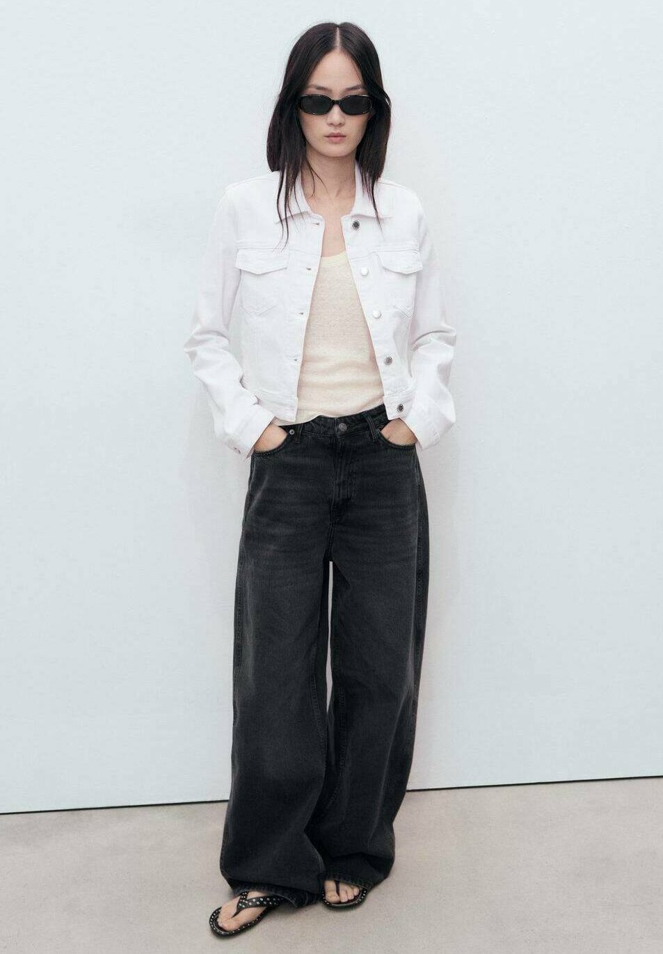 Veste en jean Mango WITH POCKS - blanche