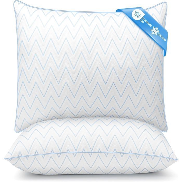Lot de 2 Oreillers 60x60 cm Konsoefuly, Fibres Polyester Creuses 7D, Taie Refroidissante Respirante, Hypoallergénique, Confort Doux